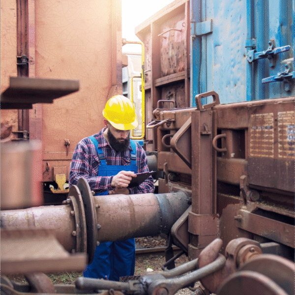 Technician performing stress relieving heat treatment on welded steel structure.