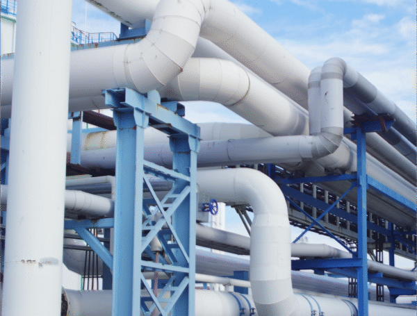 Industrial pipe fabrication and welding at refinery site