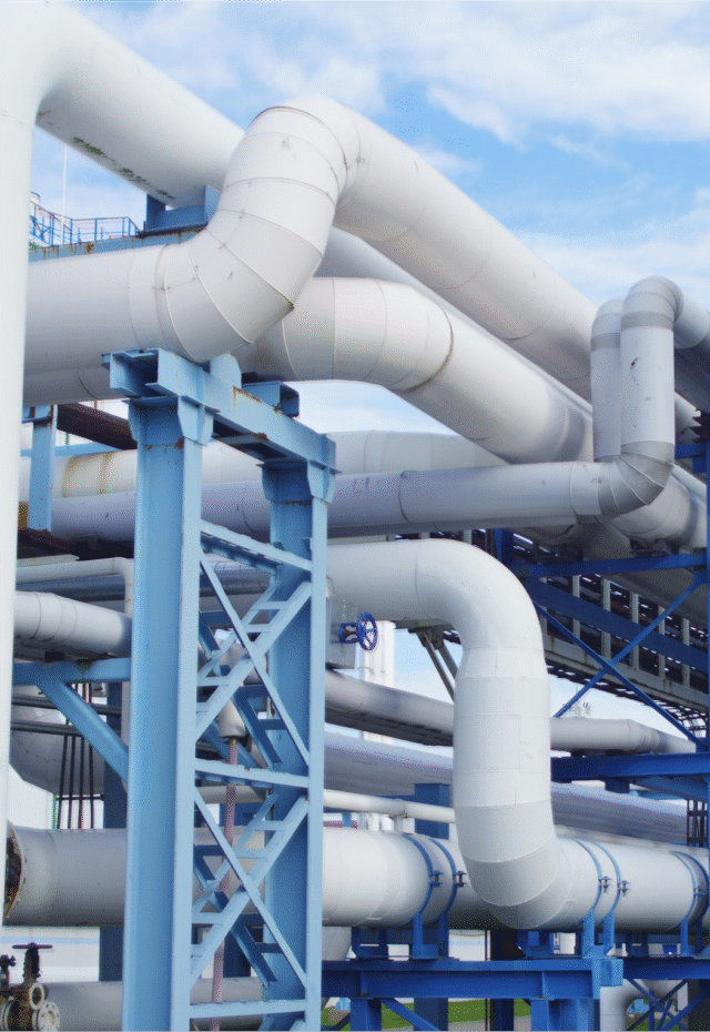 Industrial pipe fabrication and welding at refinery site